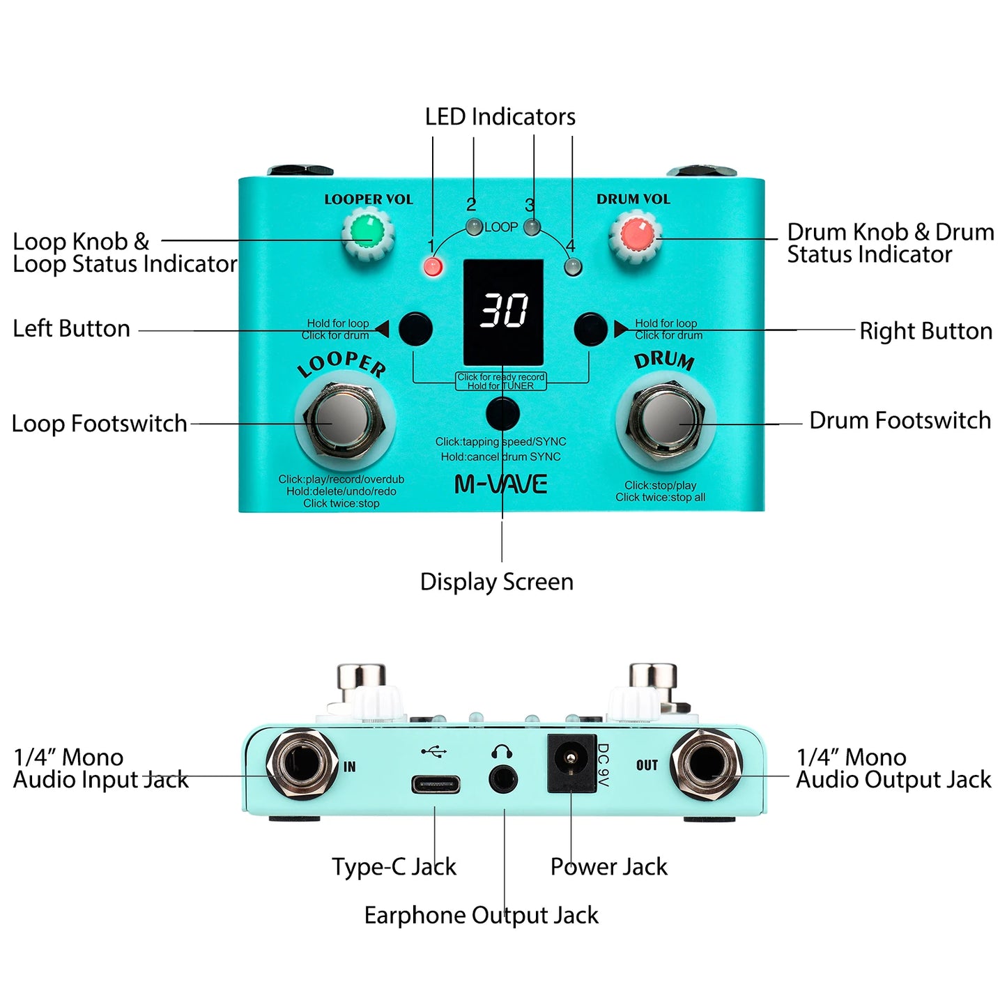 M-VAVE LOOPER E DRUM MACHINE