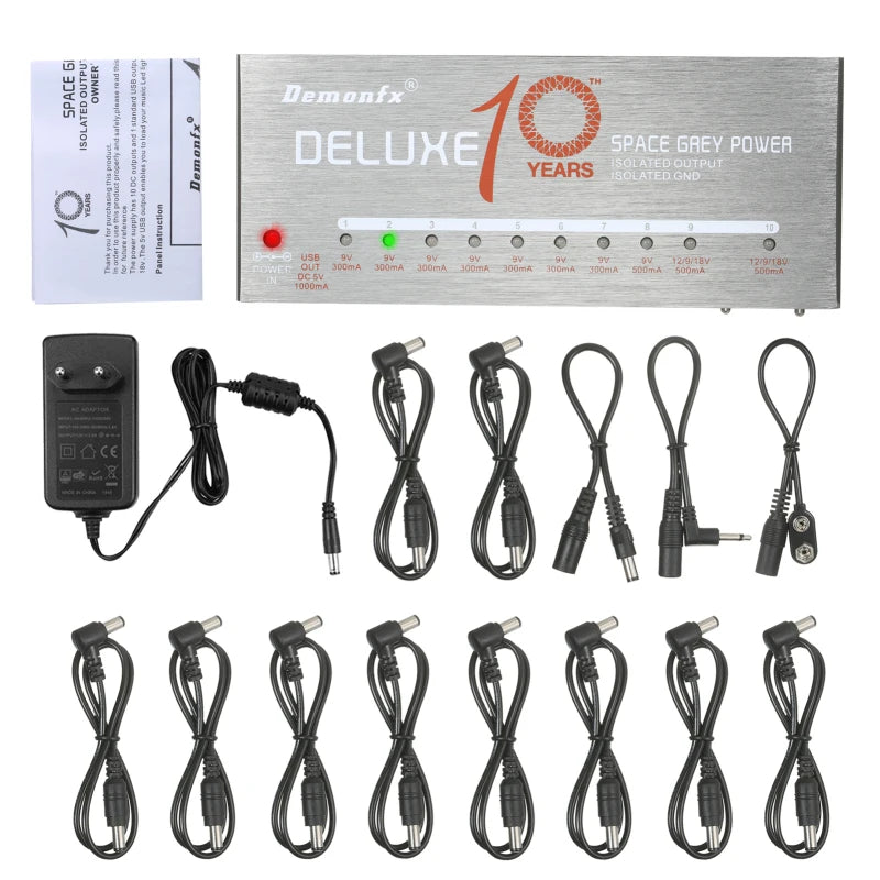 DEMONFX FONTE DE ALIMENTAÇÃO COM 10 SAÍDAS ISULADAS 9V/12V/18V USB