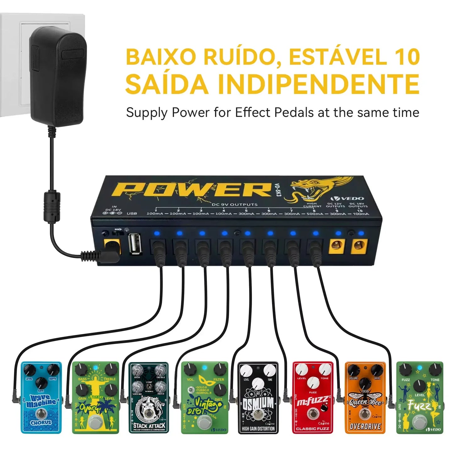 VEDO VD-SK3 FONTE DE ALIMENTAÇÃO 9V-12V-18V